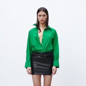 Zara green oversized button up shirt size medium